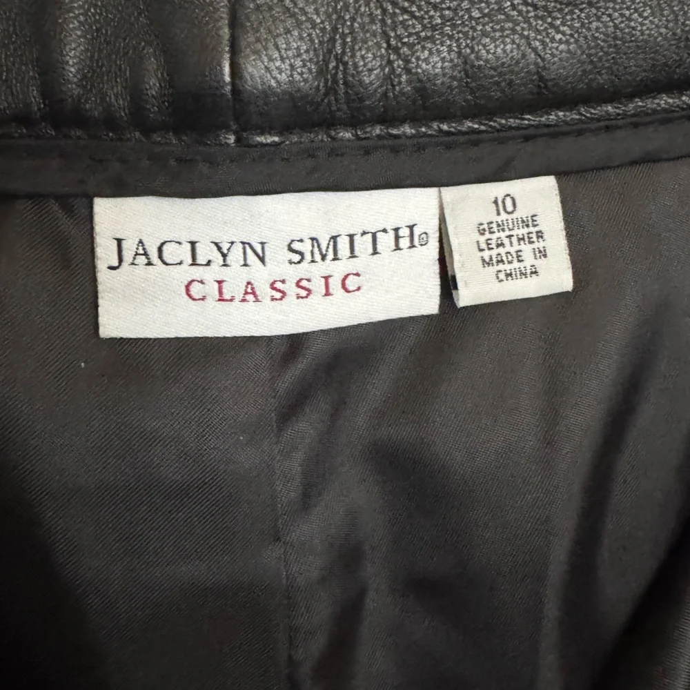 Jaclyn Smith Genuine Leather Black Pants Size 10 - Picture 2 of 7